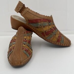 Pikolinos Shoes Womens 41 /10.5-11 Brown Leather Multicolored Comfort Slip On